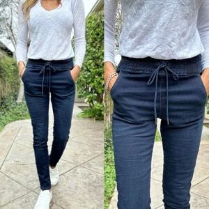 Bevy Flog Denim Slim Skinny Dark Blue Tie Waist Pull On Jeans Size 27
